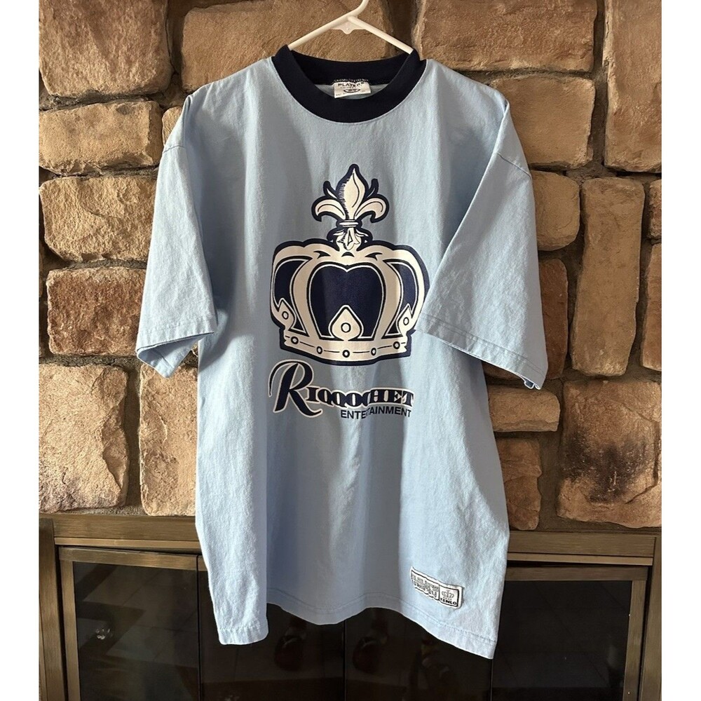 VTG 90s Riqqochet Entertainment Players University T Shirt Size XL Kenlo Crown